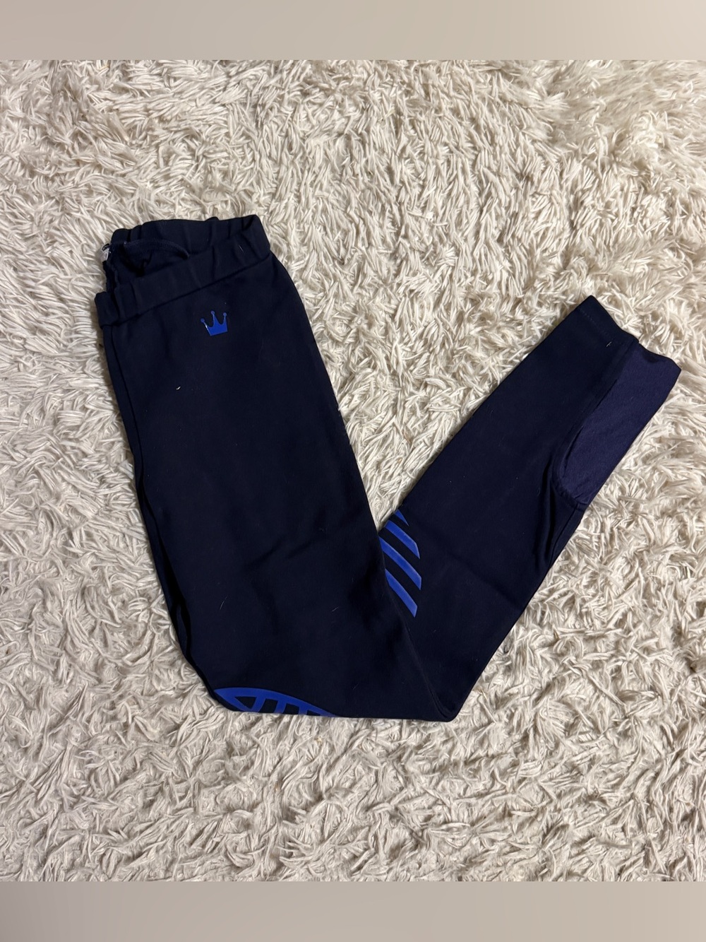 Child’s Size 12R Navy HR Farm Knee Patch Horseback Riding Breeches. Good Cond.
